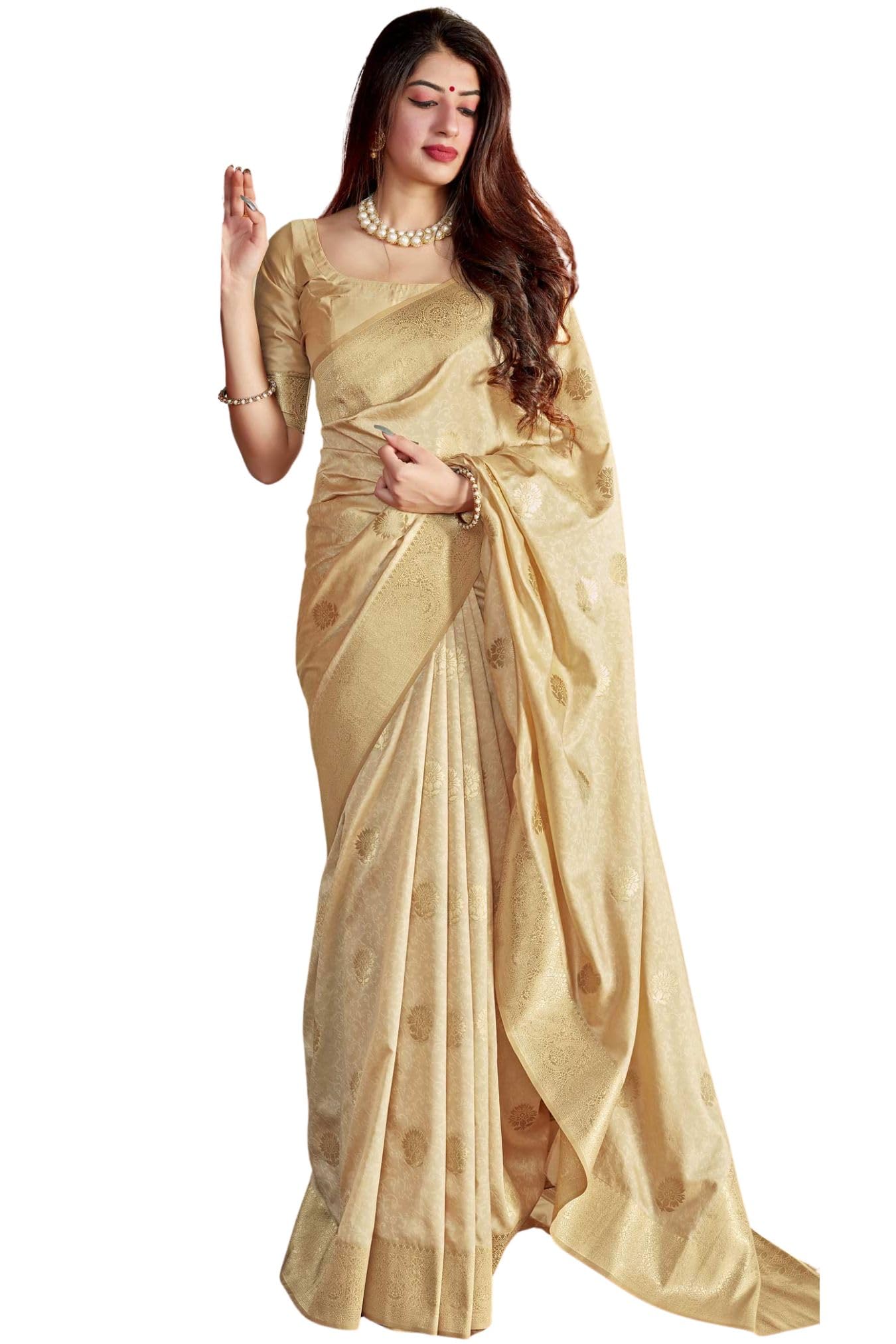 SGF11 Women's Kanjivaram Soft Silk Saree With Blouse Piece 6.3metres