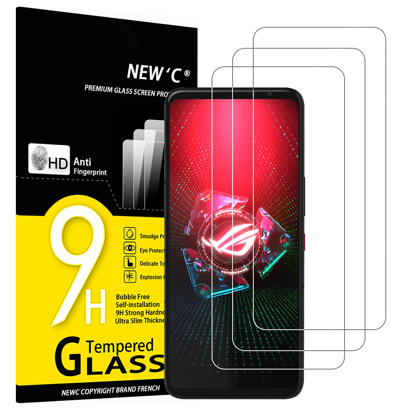 QULLOO Vetro Temperato Per Asus ROG Phone 5/5 Pro/Ultimate - 2 Pezzi Pellicola 9H Anti Graffio