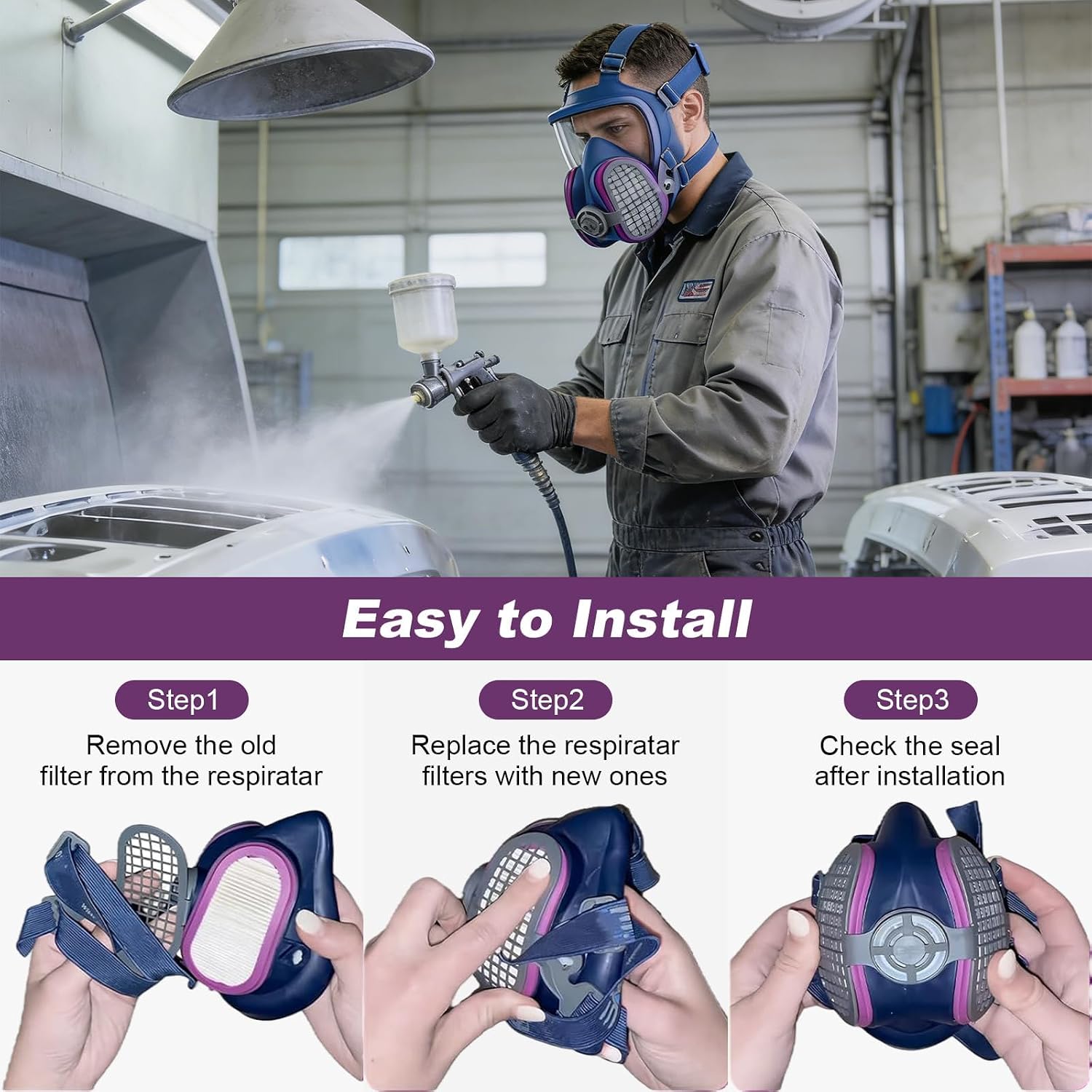 8 Pack P100 Half Mask Filter Replacement Respirator -Replacement Filters SPR321 Compatible with GVS Elipse SPR451 SPR457 SPR449 SPR456,Suitable for S/M and M/L Sizes Half Mask Respirators (8PCS)