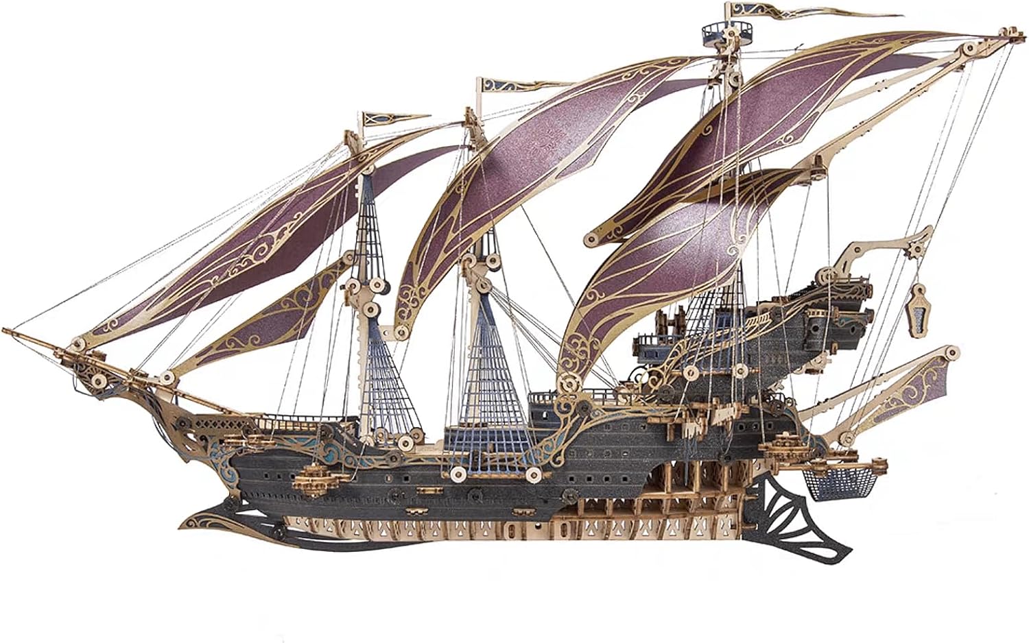 KingStora Vintage Steampunk DIY Mechanical Model Kit - Corsair Airship - A Must-Have for Mechanical Enthusiasts Future (Mysterious Purple)