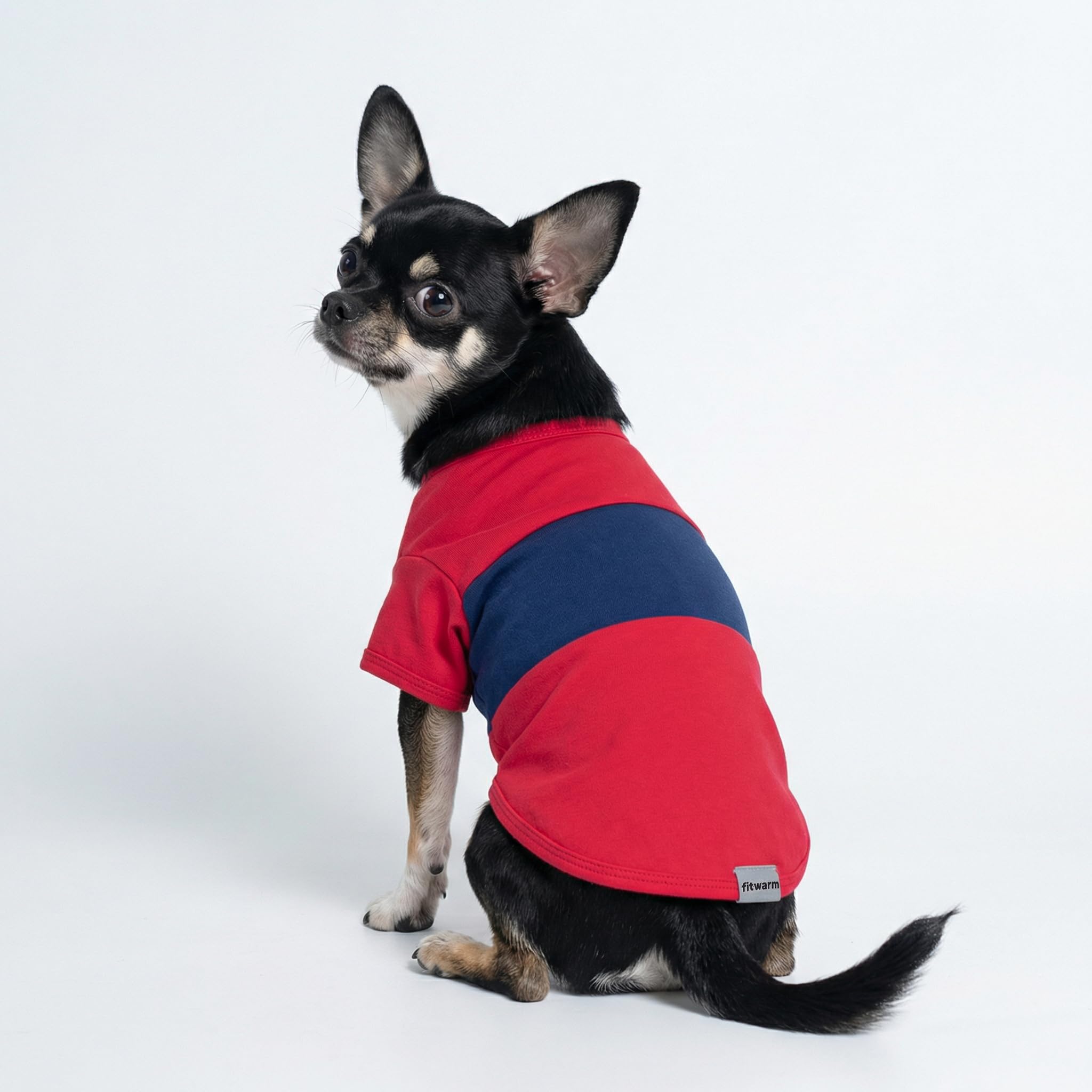 Fitwarm Paquete de 3 camisas de perro a rayas con bloques de color, ropa de verano para perros pequeños, camiseta transpirable y ligera para mascotas con mangas, traje de gato, rojo, azul, gris, XXL