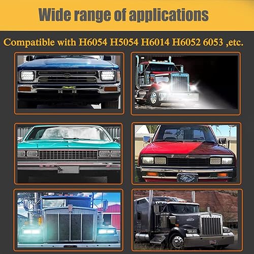 Miniatura 4 de Edenshow Faros delanteros LED, piezas de ensamblaje, haz sellado altobajo, H4 9003, punto de enchufe, rectangular, H6054, faros LED para Jeep
