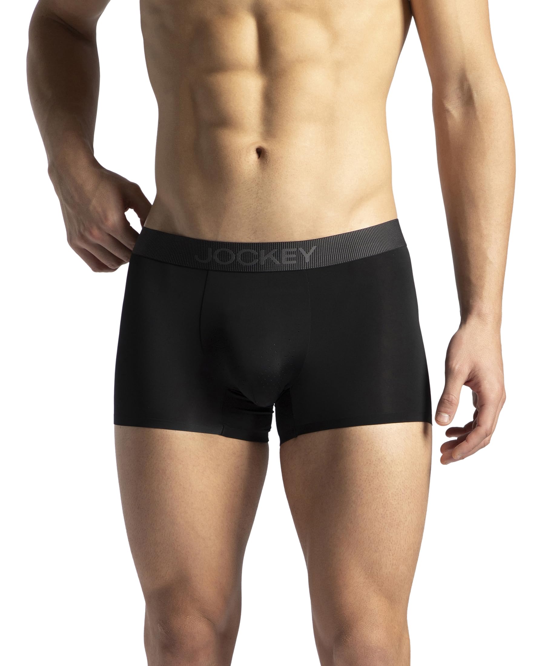 jockey IC44 Men's Tactouch Microfiber Elastane Stretch Seamfree Bonding Solid Trunk with Internal Breathable Mesh_Black_XL-picture-17