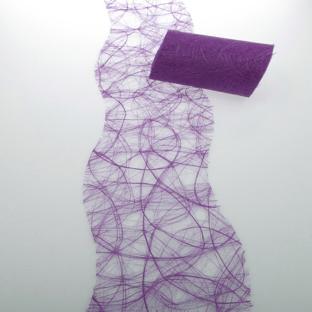 Chemin de table Sizoweb aubergine à vagues 12,5 cm ruban intissé pour buffet