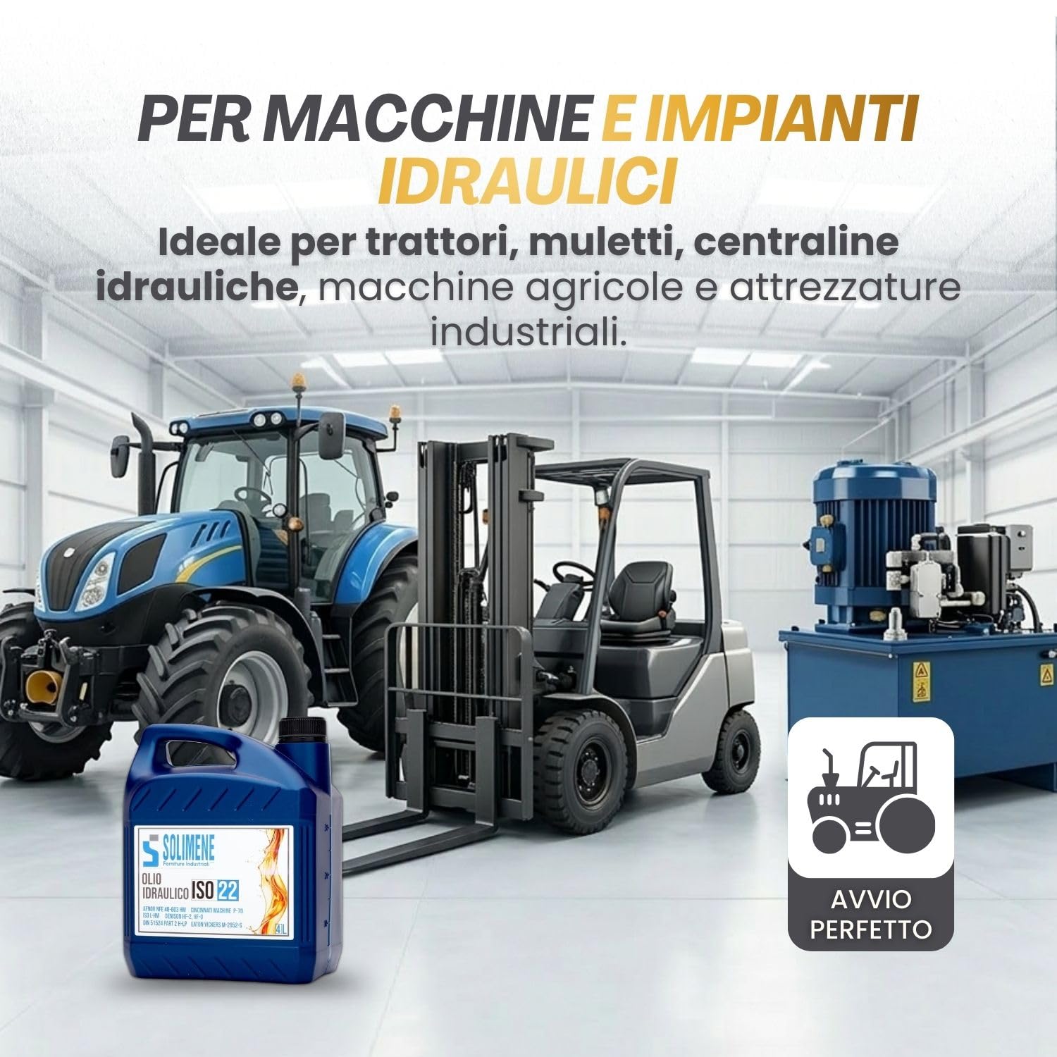 Olio Idraulico ISO VG 22 HVI 4L – Lubrificante Idraulico Professionale per Trattori, Muletti, Pompe e Centraline – Fluido Idraulico Antiusura Antischiuma Anticorrosione per Impianti Idraulici