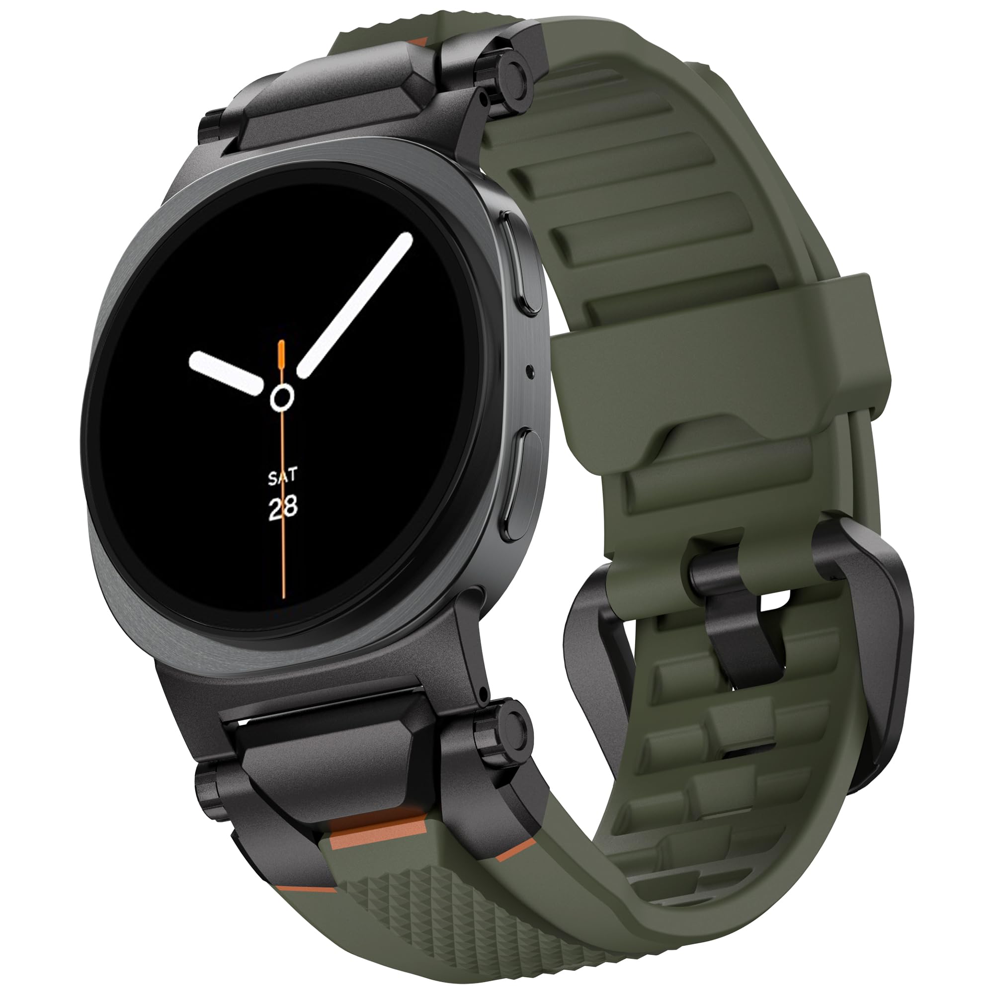 ULTIMAL Bracelet compatible avec Samsung Galaxy Watch 9/8 40 mm/44 mm, 8 Classic 46 mm, bracelet de sport robuste en TPU et métal de qualité supérieure pour homme (vert armée + noir)