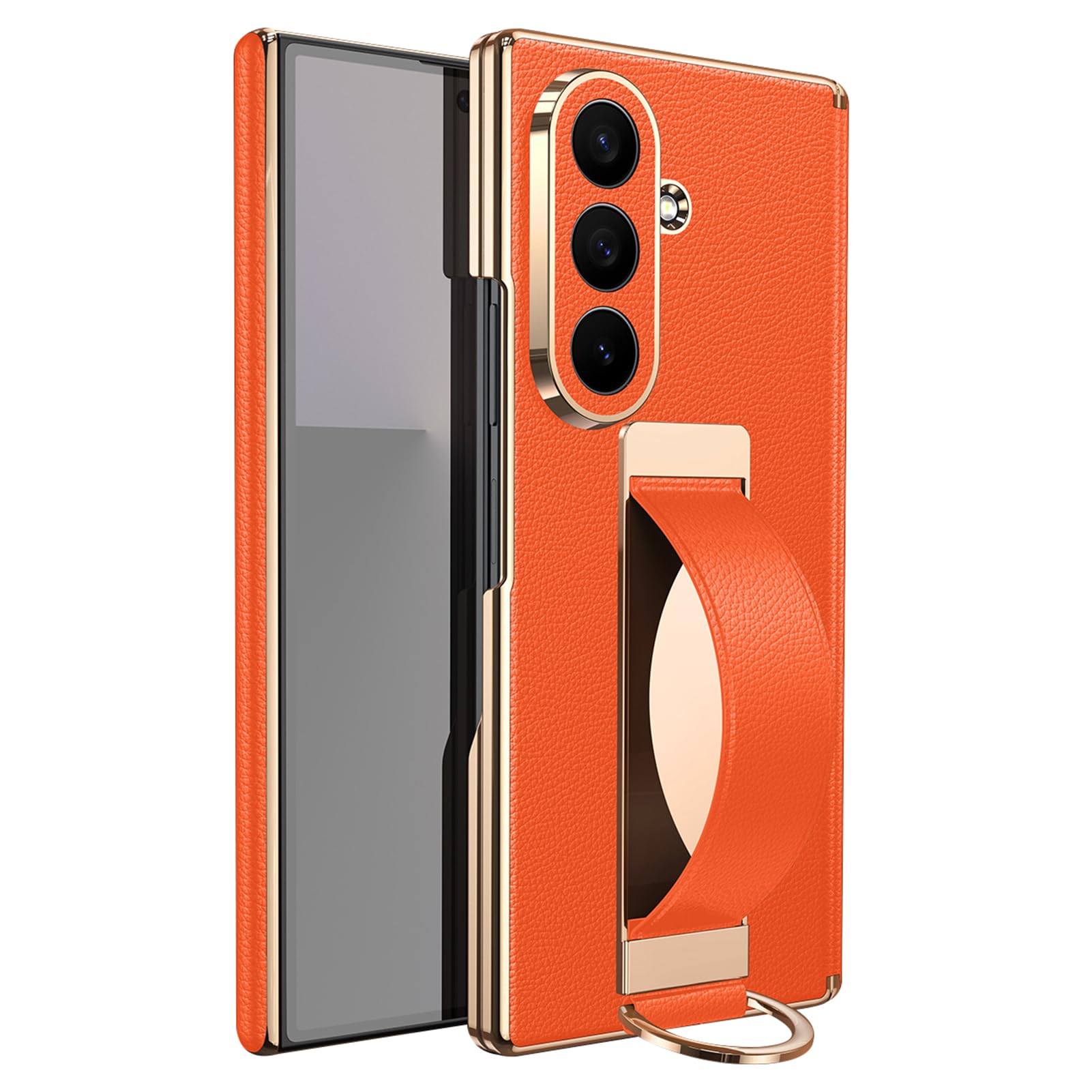 Enchapado Funda Para Samsung Galaxy Z Fold 8 Ultra, Correa de Muñeca Anillo