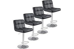 Sweetcrispy Taburetes de Barra Ajustables Set de 4 Cuero Sintético para Barras de Cocina