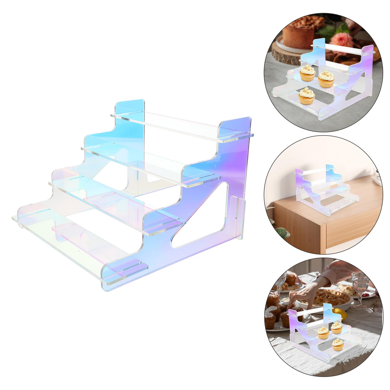 Healeved Acryl Parfümständer mit 4-stufigem Design Farbenfroher Figurenständer für Einfache Aufbewahrung und Platzsparende Organisation von Kosmetik und Figuren im Zuhause