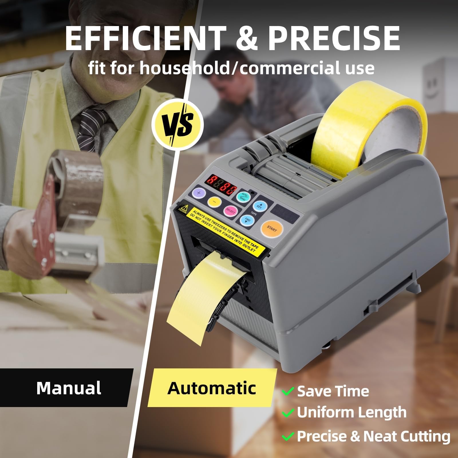 Distributeur automatique de ruban adhésif pour expédition et emballage cadeau, longueur 5–999 mm, parfait pour les écoles, les restaurants, les entreprises et les maisons