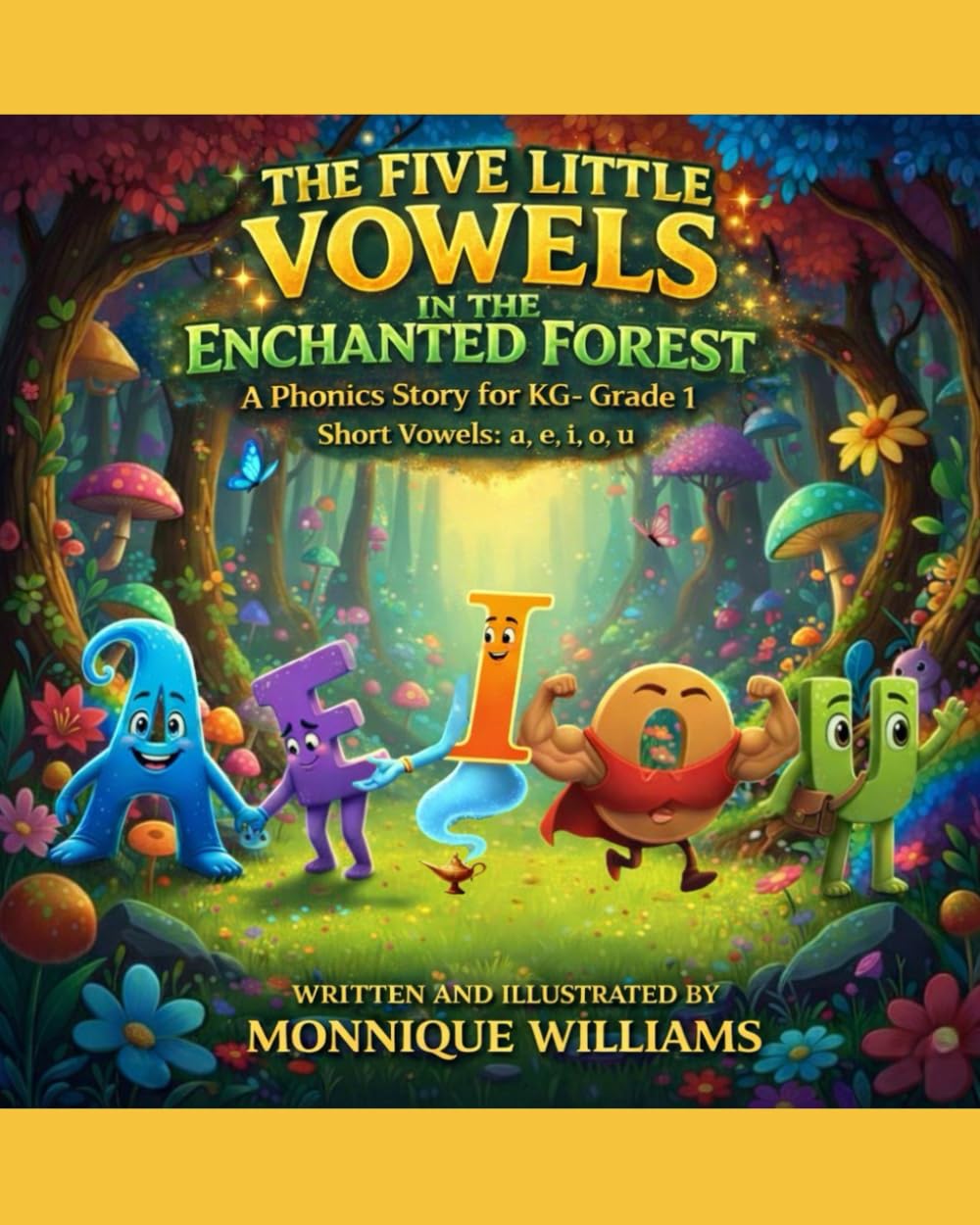 THE FIVE LITTLE VOWELS IN THE ENCHANTED FOREST: A Phonics Story for KG- Grade 1 [Short Vowels: a, e, i, o, u]