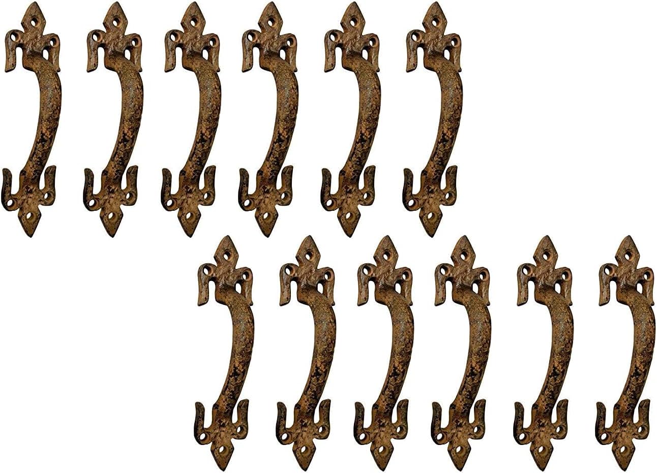 Adonai Hardware Antique Iron Door and Cabinet Pull (5.1 Inch x 4 Pack, Abdi, Rust Living Finish)