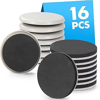 16-Pack Furniture Sliders for Hardwood Floors & Carpet, Save 80% Effort Safely and Easily, The Glide Tool Set for Heavy Furniture and Appliances, Reusable Moving Pads (8 Plastic & 8 Felt, 3.5" Slider)