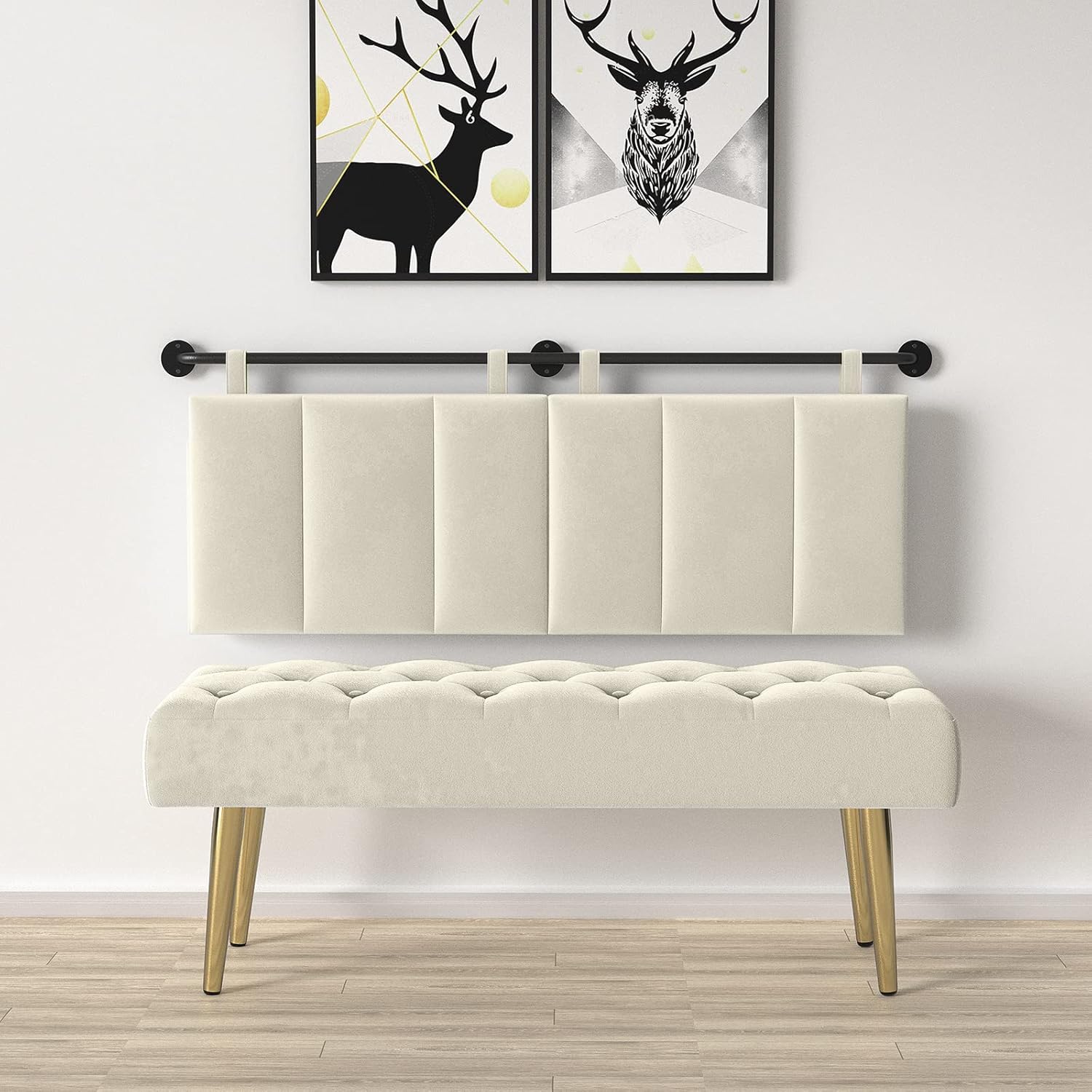 BSHOMGI Headboard, Headboards Queen Size Wall Mounted Bed Headboard with Headboards Only Height Adjustable Beige Head Boards for Bedroom(Velvet Beige, Queen)