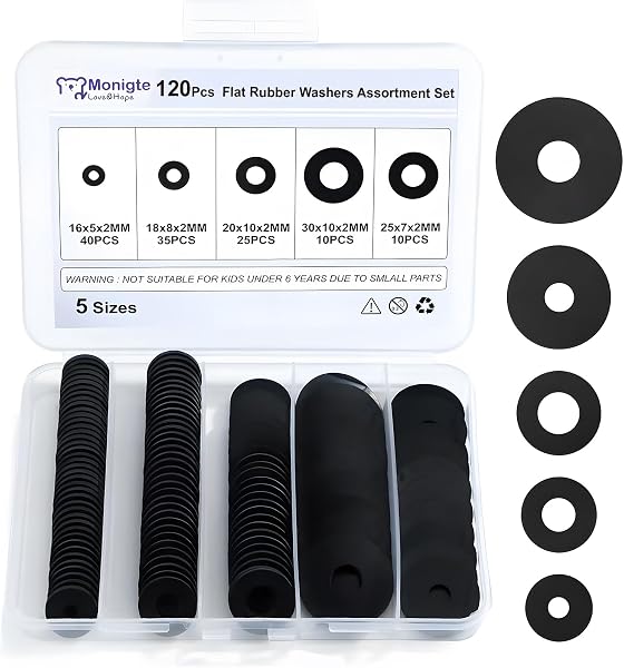 Monigte 120Pcs Flat Rubber Washers Kit: The Ultimate Convenience Solution for Quick Repairs