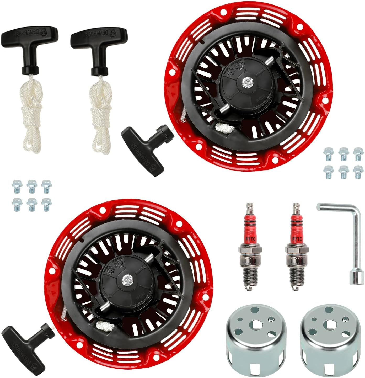 HIAORS Pull Start Assembly Recoil Starter Cup Compatible with GX200 GX160 GX120 6.5HP 5.5HP 28400-ZH8-013YA 28400-Z4M-305ZB 28400-Z0T-003ZB Engine Replacement Parts with Pull Cord Rope (2 Pack)