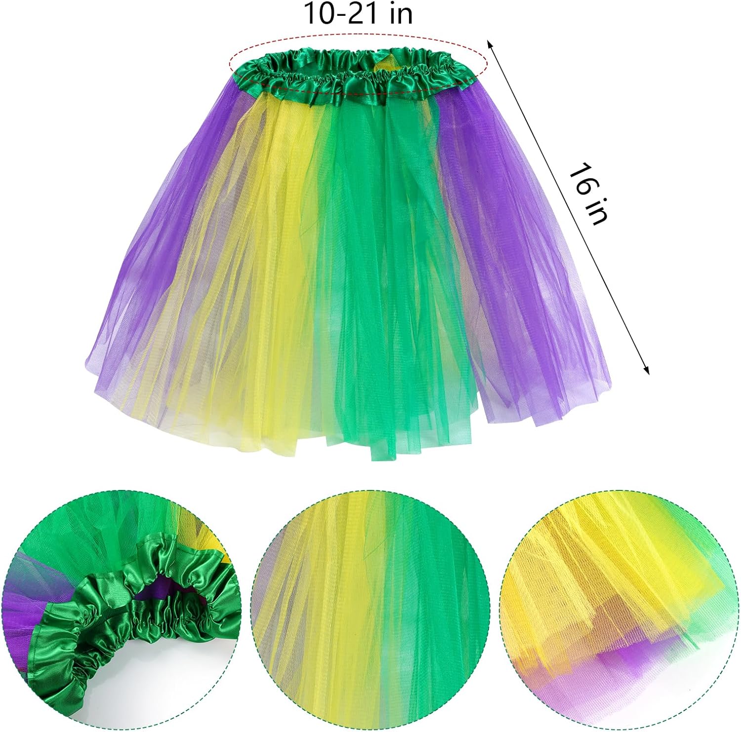 Mardi Gras Costume Accessory Set for Women Feather Headband Mask Necklace Durable Beads Tutu Skirt Socks for Parades and Party Celebrations - Image 4