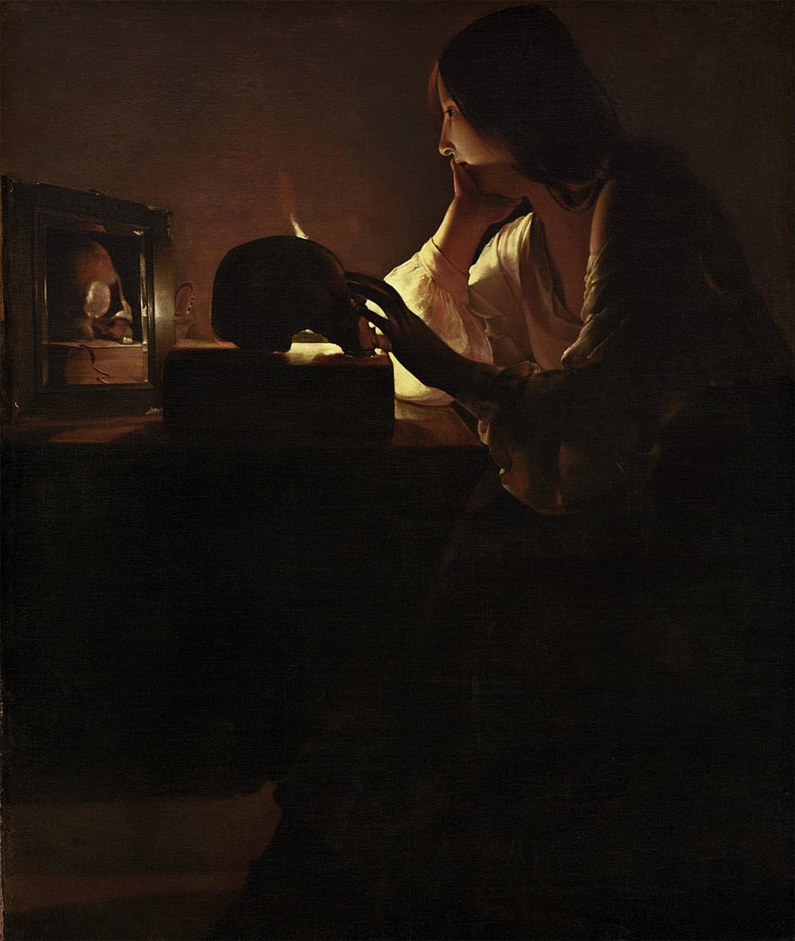 SERENDIPITP Retro Picture Poster Wall Art Pictures Painting the Repentant Magdalen by Georges De La Tour Wall Art Canvas Print for Wall Decor 60x90cm