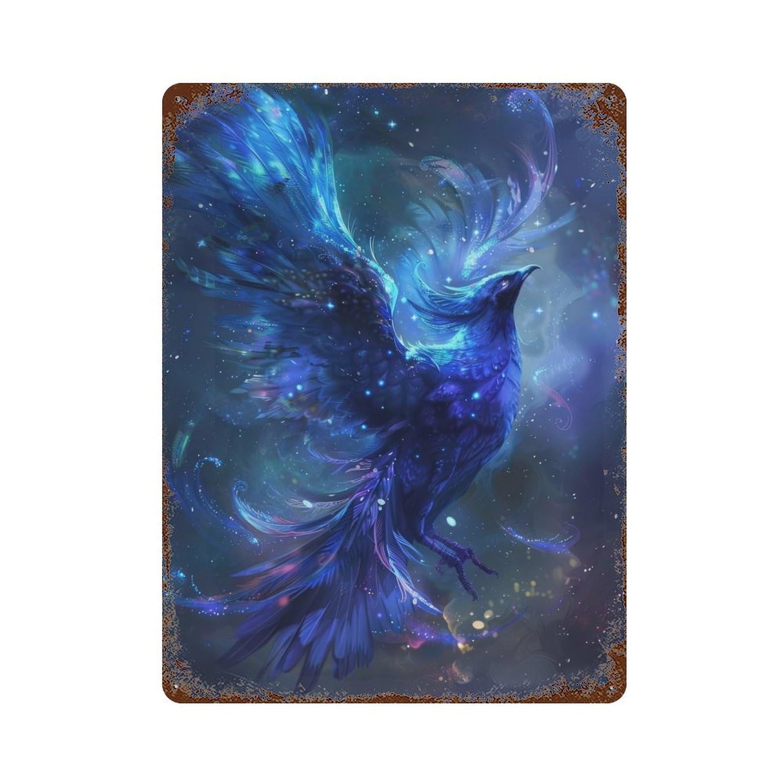 Blue Phoenix Distressed Metal Wall Sign 15.7"x11.8", for Farmhouse, Kitchen And Entryway Decor, Rustic Home Decor