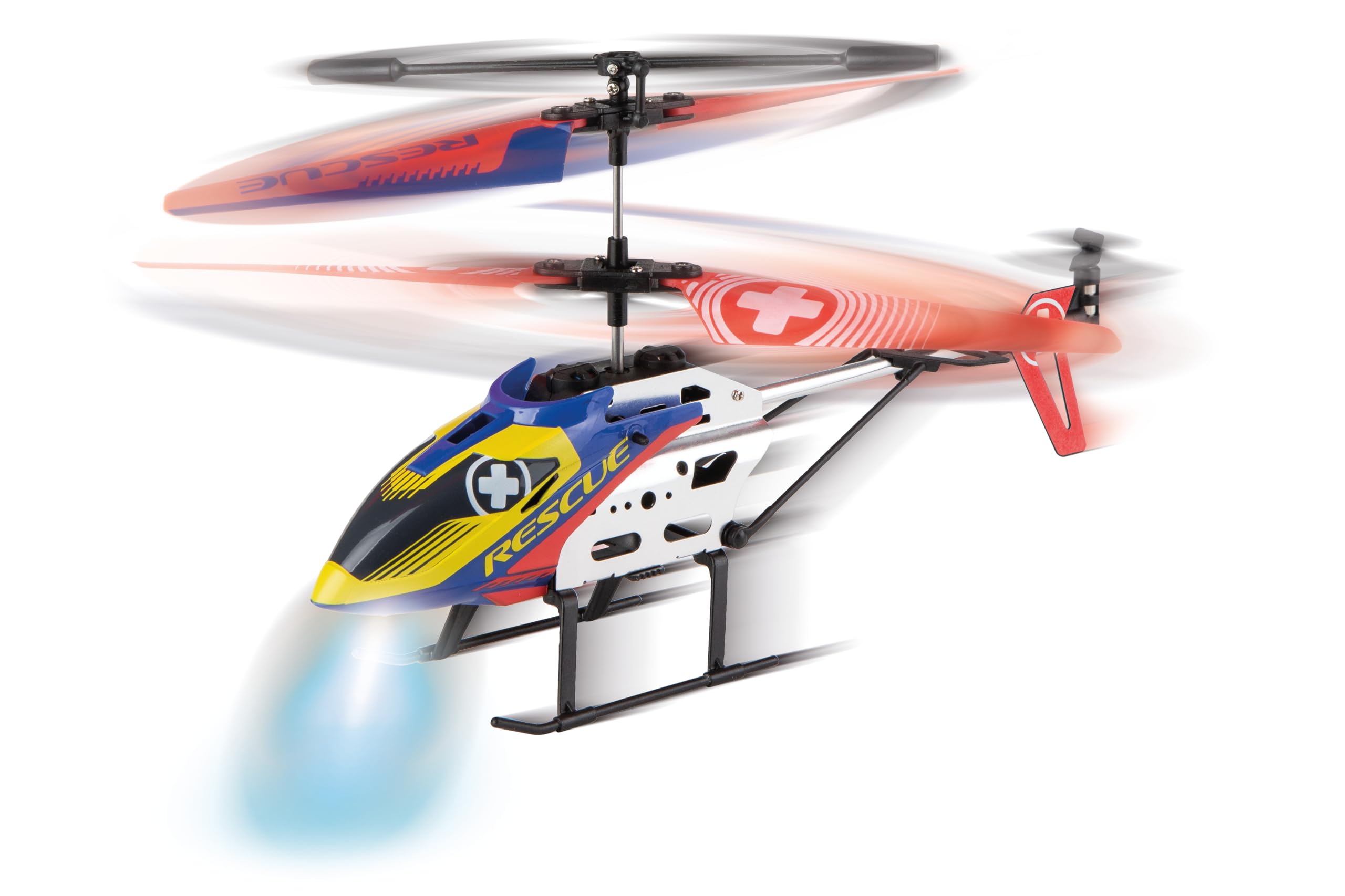 Carrera RC Rescue One Elicottero radiocomandato da 2,4 GHz, elicottero RC con scafo in alluminio, sistema giroscopico e assistente in altezza, luce LED, funzione di avvio e atterraggio automatico