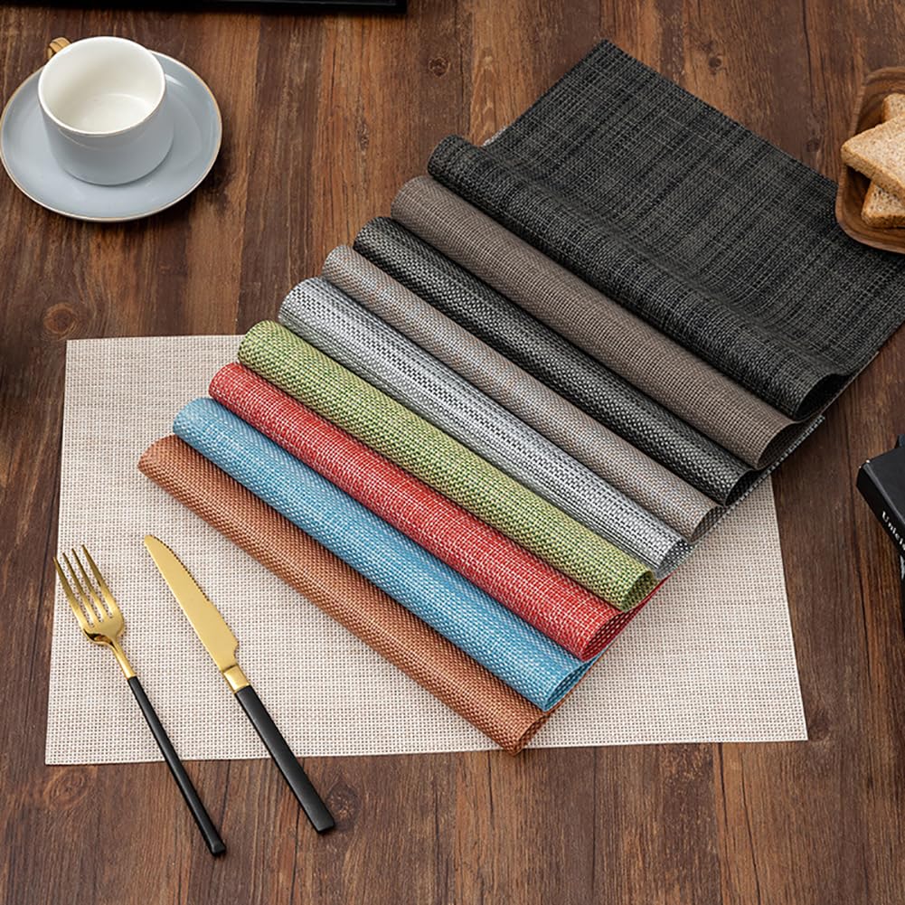 Recc Minimaliste Moderne PVC Placemat 45x30cm (17,7x11,8 Pouces) - Tapis De Table Imperméable, Tapis À Manger Durable pour Restaurants, Cuisine, Usage De Bureau,Gris,10pcs