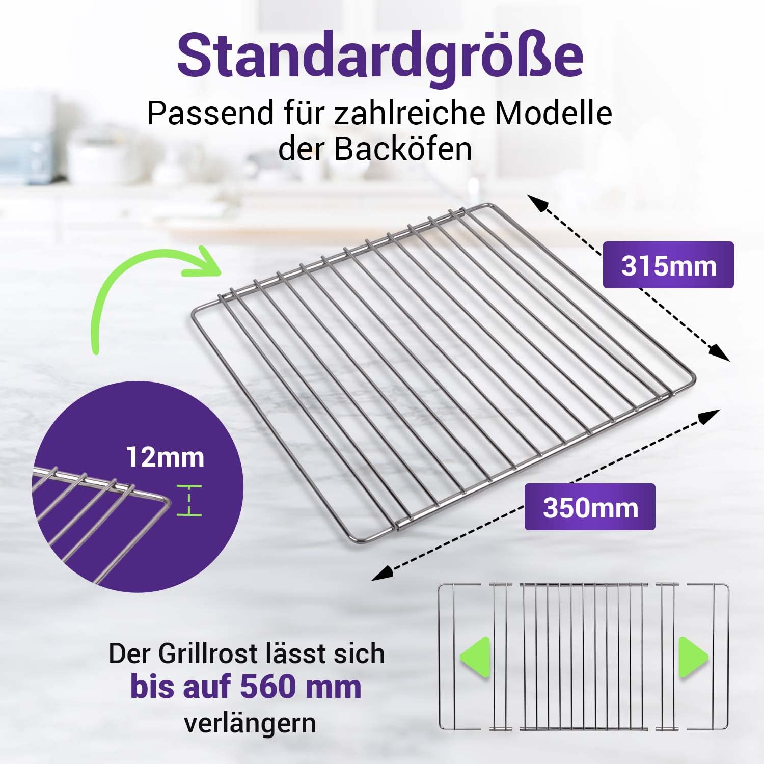 Griglia Per Forno In Acciaio Inox Allungabile 230-400 Mm | Ricambio Per Forni E Mini Forni - Foto 8