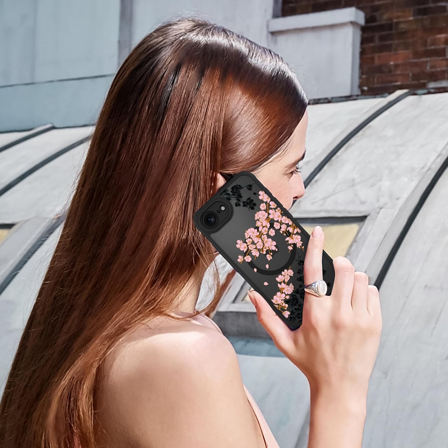 OOK Case for iPhone 16e 2025 (Compatible with MagSafe) Floral Flowers Design Phone Cover Soft TPU + Hard PC Anti-Scratch Shockproof Magnetic Case for Women - Pink - Image 6