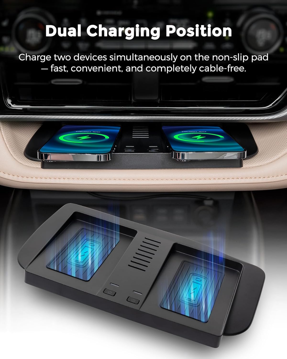 Wireless Charger for Toyota Highlander 2020 2021 2022 Accessories, Center Console Wireless Phone Charging Pad for Highlander L/LE/XLE/XSE/Limited/Platinum Car Interior Accessories