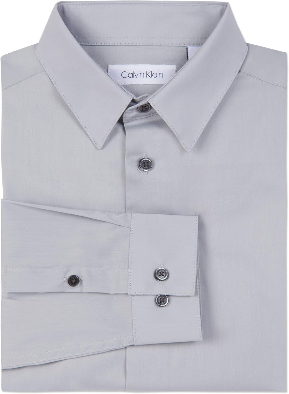 Calvin Klein Boys Long Sleeve Slim Fit Dress Shirt, Button-Down Style with Cuffs & Shirttail Hem - Image 3