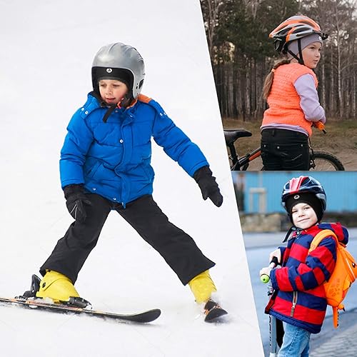 Miniatura 7 de EMPIRELION Gorras térmicas para niños con diseño de calavera ligeras para correr con orejas delgadas para niños y niñas