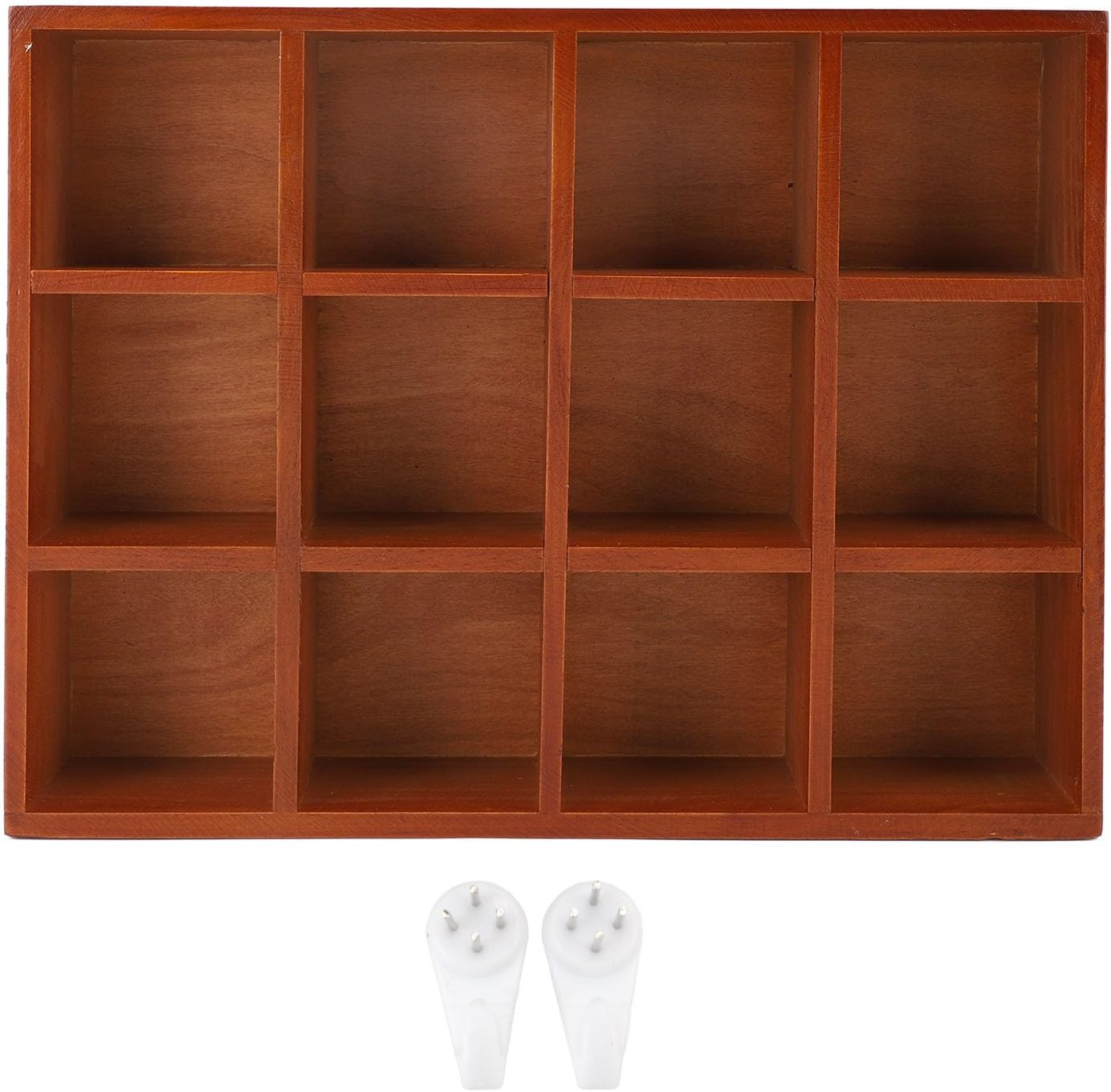 AYNEFY 12 Slot Wood Display Cabinet, Vintage Tabletop Storage Cabinet with Multiple Compartments, Stationery and Office Supplies Holder Wooden Floating Shelves for Display Home Decor