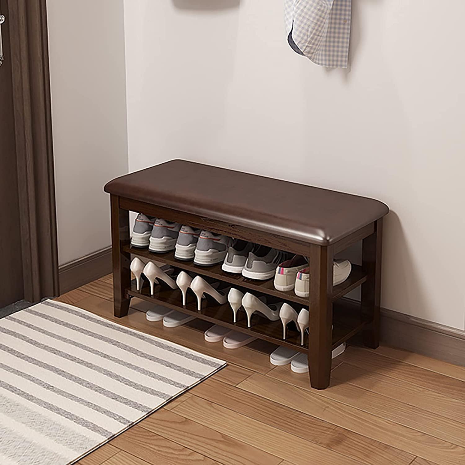 Banc à chaussures d'entrée réglable pour ranger vos bottes sans pli