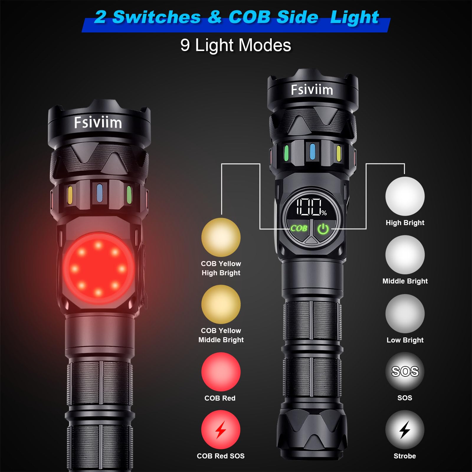 Torches LED super lumineuses, 500 000 lumens, rechargeable, lampe torche puissante