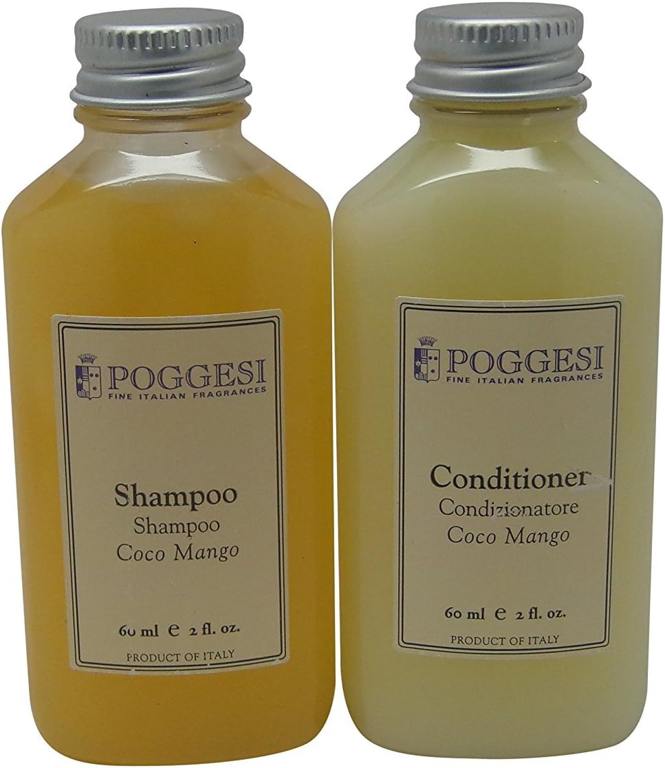 Poggesi Coco Mango Shampoo and Conditioner Lot of 12 (6 of each) 2oz Bottles Total of 24oz