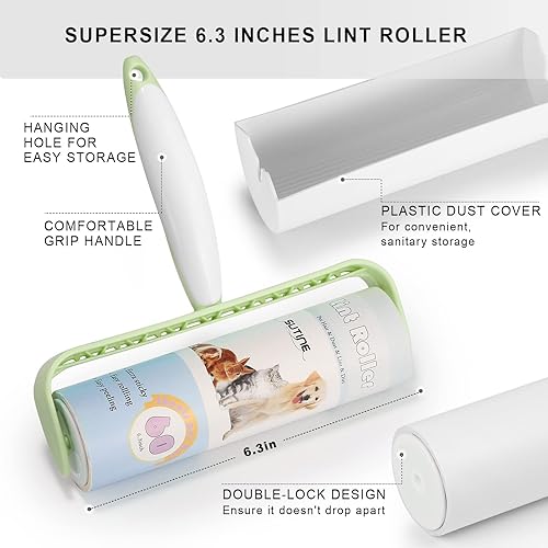 Miniatura 2 de SUTINE - Rodillo de pelusa grande para pelo de mascotas, extra adhesivo, 600 hojas10 repuestos, rodillo adhesivo de 6.3 pulgadas para eliminar
