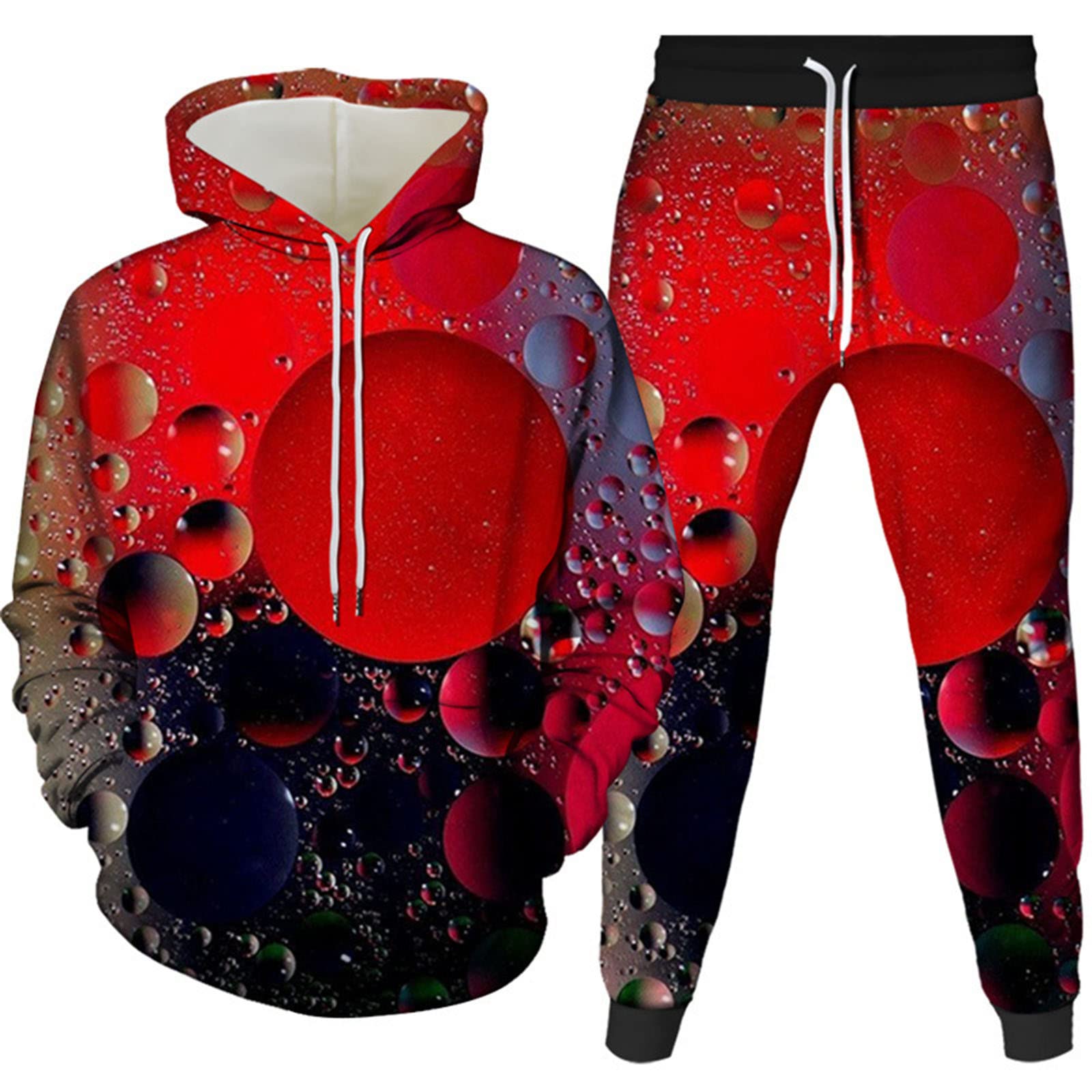 Tuta Uomini Autunno Stampa Digitale 3D Bella Cielo Stellato Felpa Con Cappuccio + Pantaloni 2 Set Di Moda Per Il Tempo Libero, 14, XL