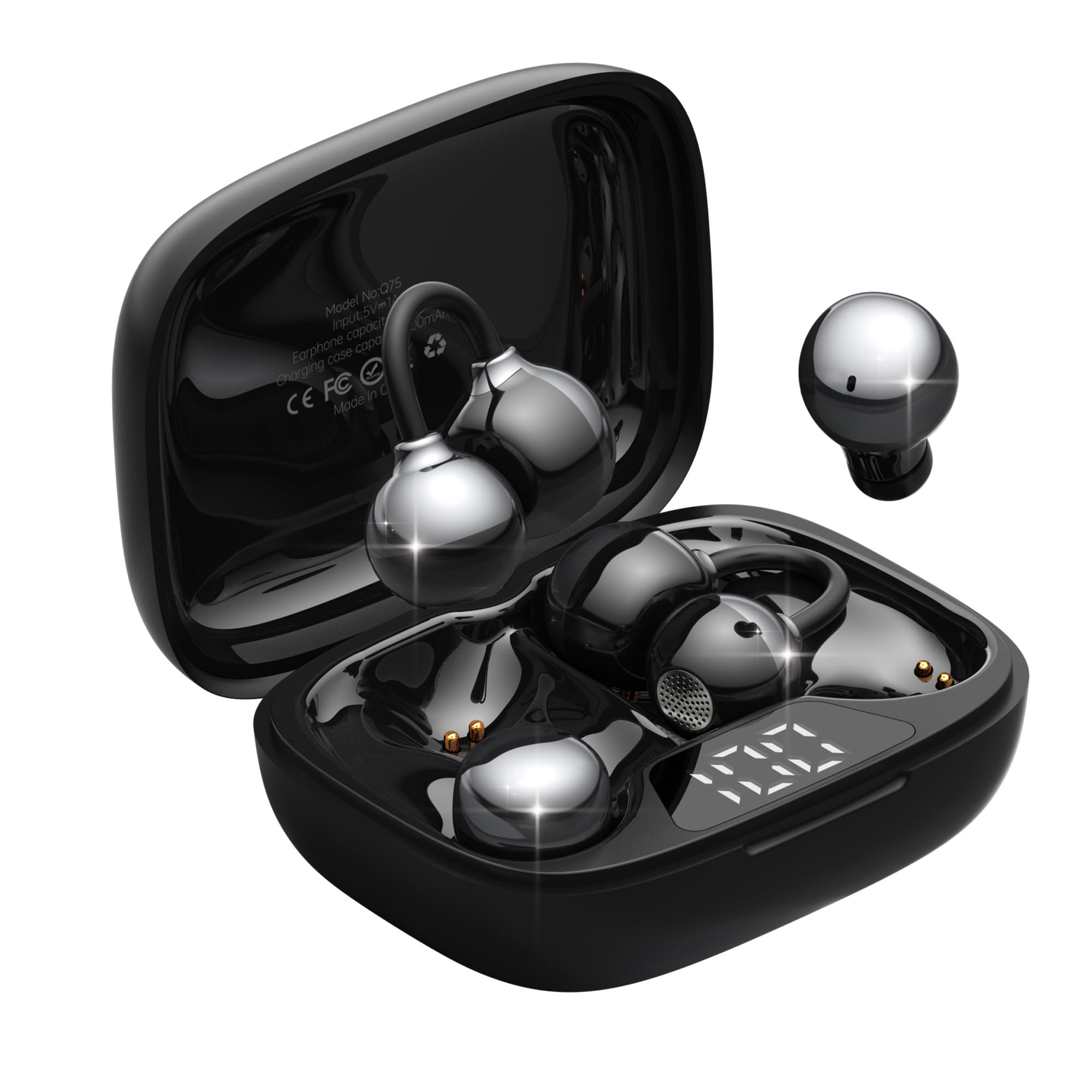 Set 2 in 1 Stiloso di Auricolari Bluetooth Clip e Cuffie Wireless Bluetooth con 36 Ore di Batteria, Bassi Potenti, Ultracompatto e IPX5, Per Lavoro, Sport e Sonno, Modalità di Utilizzo Giorno/Notte