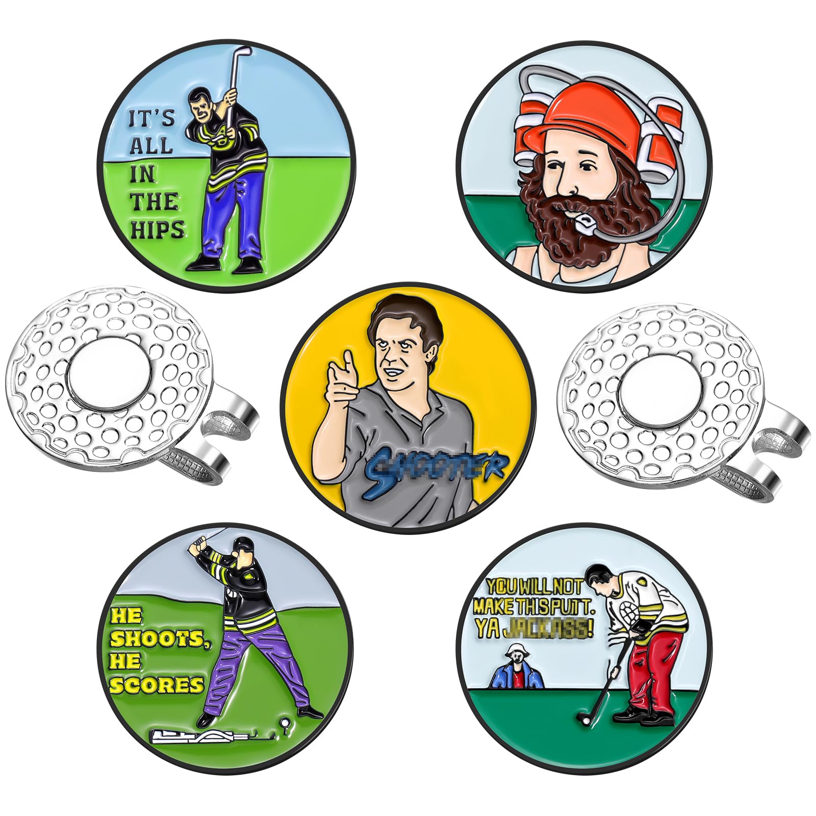 Magnetic Golf Ball Marker Clips, Funny Golf Ball Markers with Magnetic Clip, Enamel Golf Ball Markers Hat Clip Magnet for Men Women Golfer Gifts