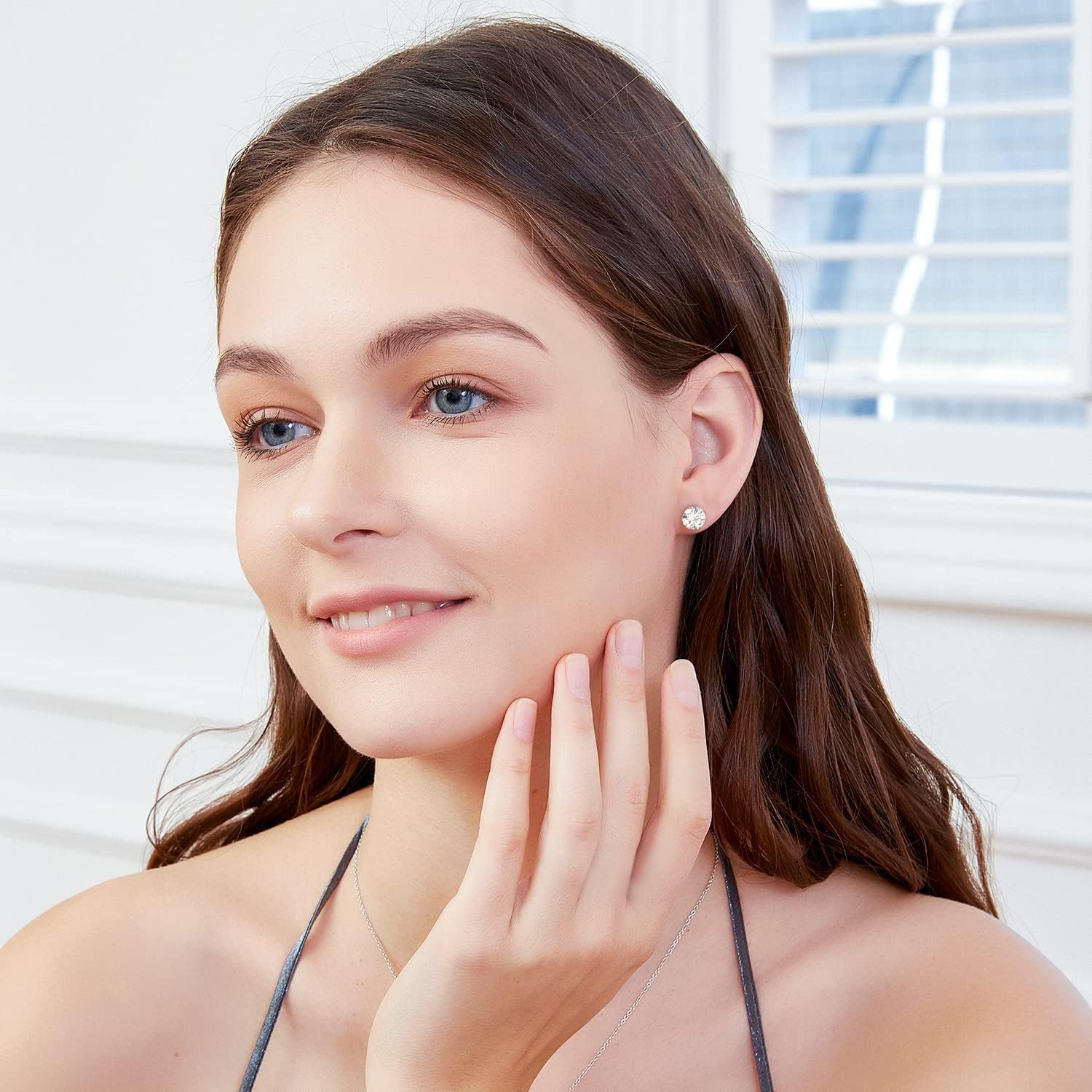 VOLUKA Cubic Zirconia Stainless Steel Screw Flat Back Earring - Hypoallergenic Stud Earrings for Women & Men - 316L Titanium CZ Stud Earrings for Nickel-Free, Trendy & Elegant - Image 3