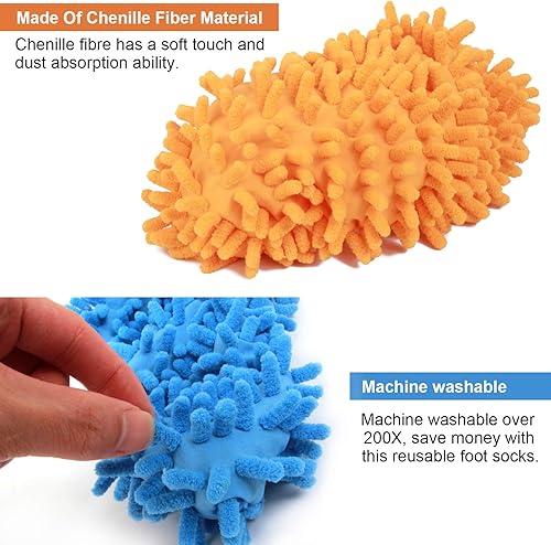 Miniatura 3 de hanmir 10 fundas unisex para zapatos de mopa para niños, funda de microfibra suave y lavable, calcetines reutilizables para pulir el piso,