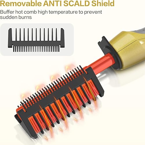 Miniatura 3 de Peine caliente profesional - Calentamiento rápido, tecnología de titanio, diseño antiquemaduras - Alisado y peinado de calidad de salón para todo