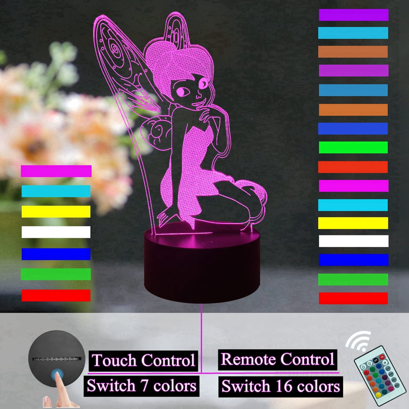 ティンカーベル　LEDライト　ルームランプ Amazon.co.jp : ティンカーベルランプ 3D 光学漫画 エルフ