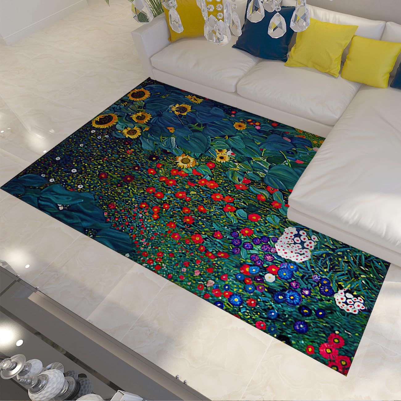 Grand tapis de salon lavable en machine pour en finir avec les sols froids et glissants