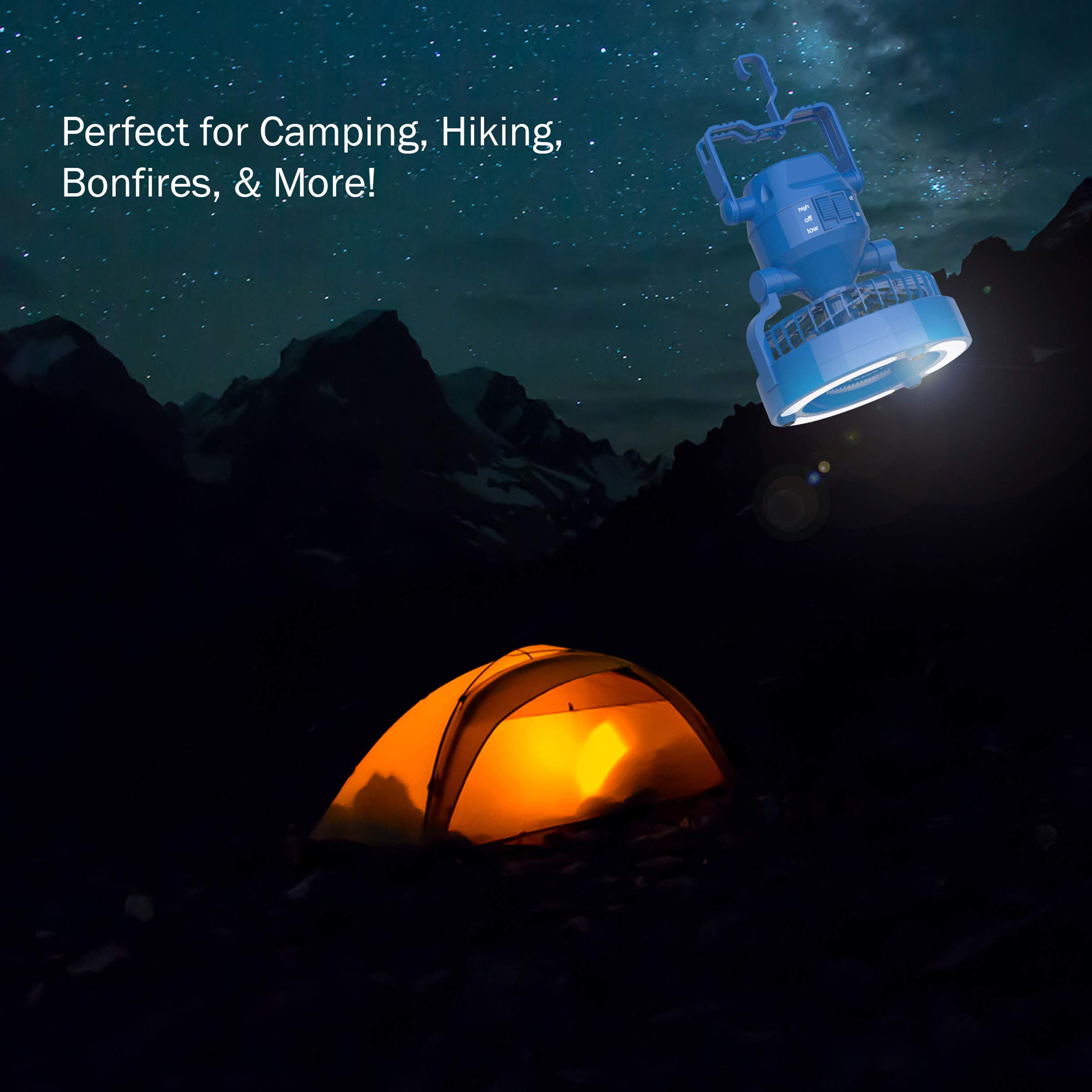 (未使用･未開封品)　iMBAPriceﾃつｮ Deluxe Outdoor Camping 2-In-1 Combo 18 Super Bright LED Lantern and Fan (CFAN-LED) by iMBAPrice kmdlckf Wakeman 2 in 1 Portable Camping Lantern with Ceiling Fan- Weather