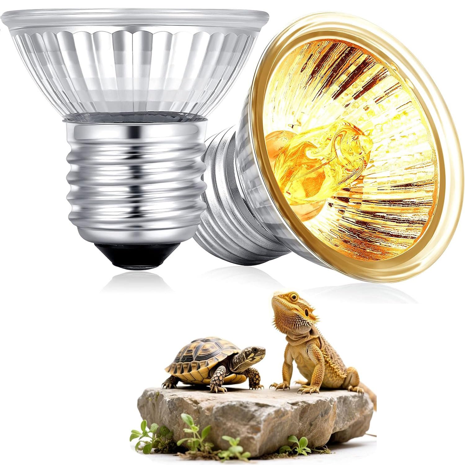 Cybersnc 2 Pcs Reptile UVB Basking Bulb 50W, UVA+UVB Heat Lamp for Turtles, Lizards, Snakes & Amphibians, E27 Base Sunlight Spotlight-image-34