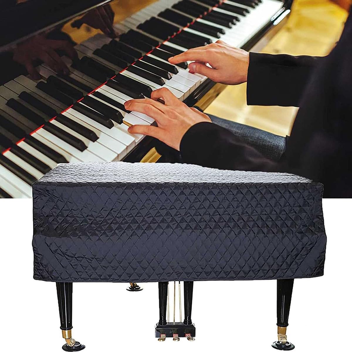 Funda protectora contra el polvo para piano de cola, funda protectora impermeable para piano de cola, cubierta protectora acolchada gruesa e insonorizada, 160 cm