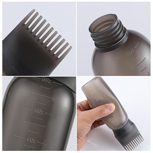 Miniatura 3 de Paquete de 2 botellas aplicadoras de peine de raíz, aplicador de aceite de 6 onzas para teñir el cabello, cepillo aplicador de botella de aceite de