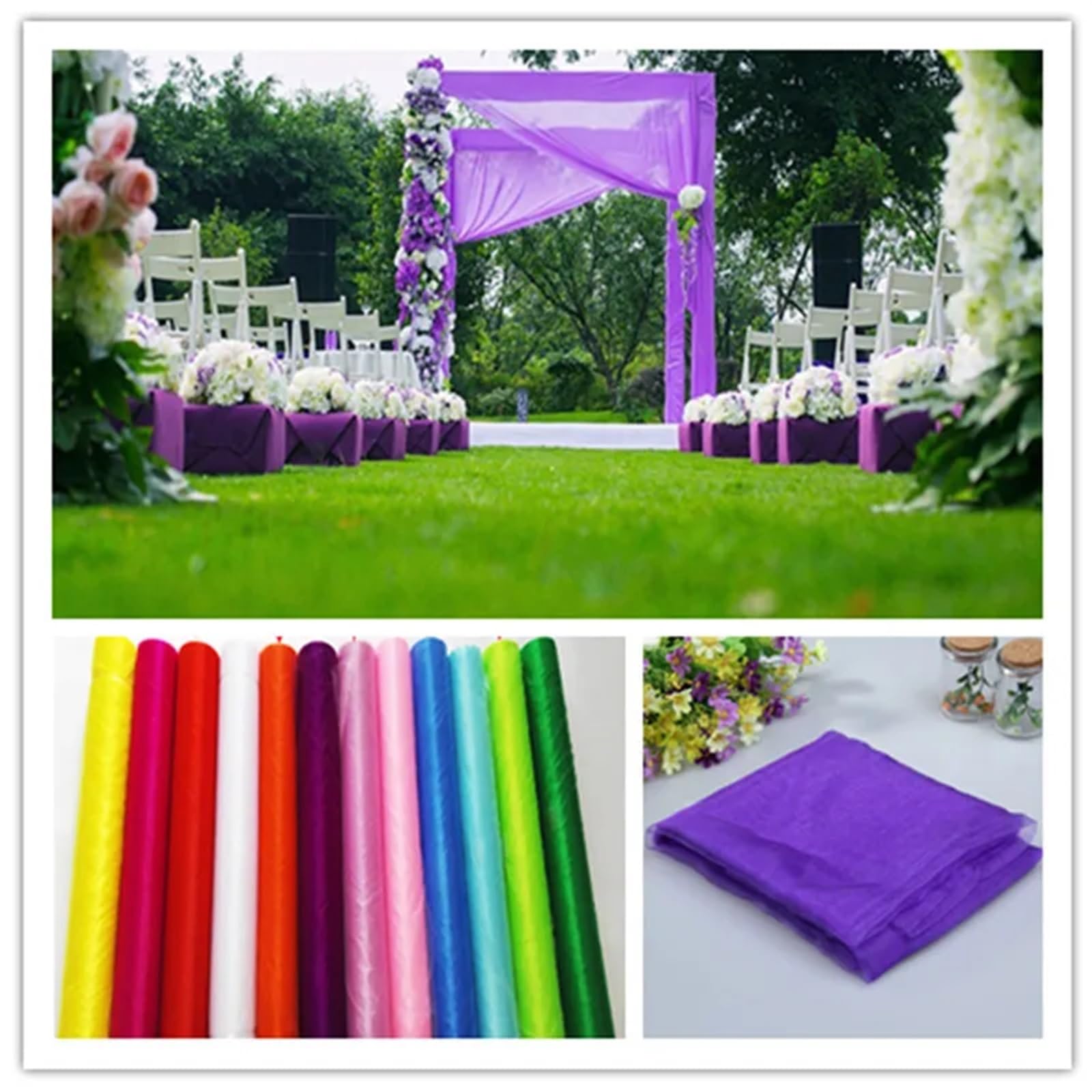 Rollo de tela de tul transparente para decoración de bodas y fiestas, ideal para cortinas y arreglos florales