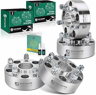 YHTAUTO5x5 Wheel Spacers 2 Inch Fits 1999-2018 XK WJ WK JK JK JL Jeep Grand Cherokee Wrangler Commander 5x127mm Tire Spacers w/ 1/2"-20 & 12.9 Grade Studs, 71.5mm Hub Bore 5 Lug 4PCS Silver