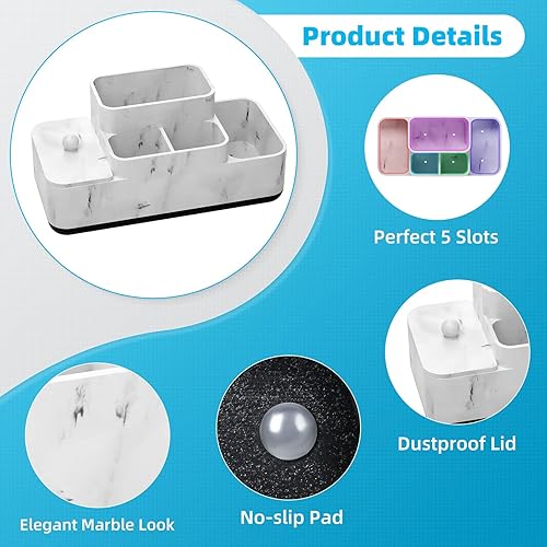 Miniatura 5 de VITVITI Organizador de mostrador de baño, soporte para cepillo de dientes para baño, organizador de baño de resina, almacenamiento de encimera para